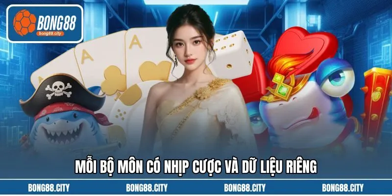 Mỗi bộ môn có nhịp cược và dữ liệu riêng